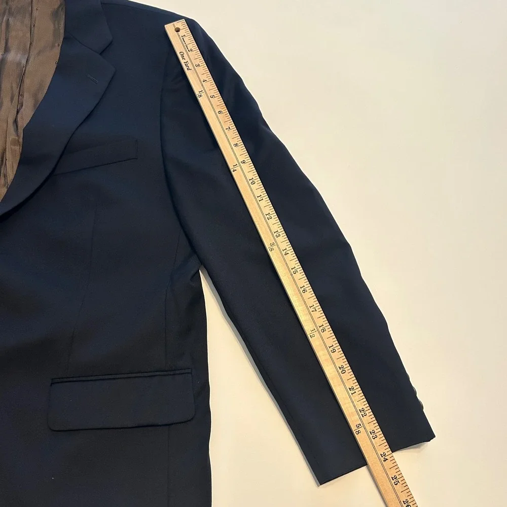 Joseph & Feiss Mens Blazer 42R Navy Blue 100%‎ Wool Gold Collection Sport Coat